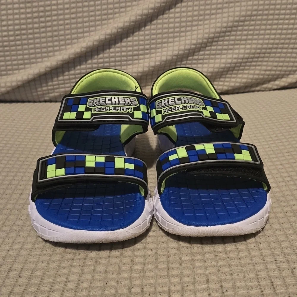 Skechers Kids Neon Blue and Lime Sandals